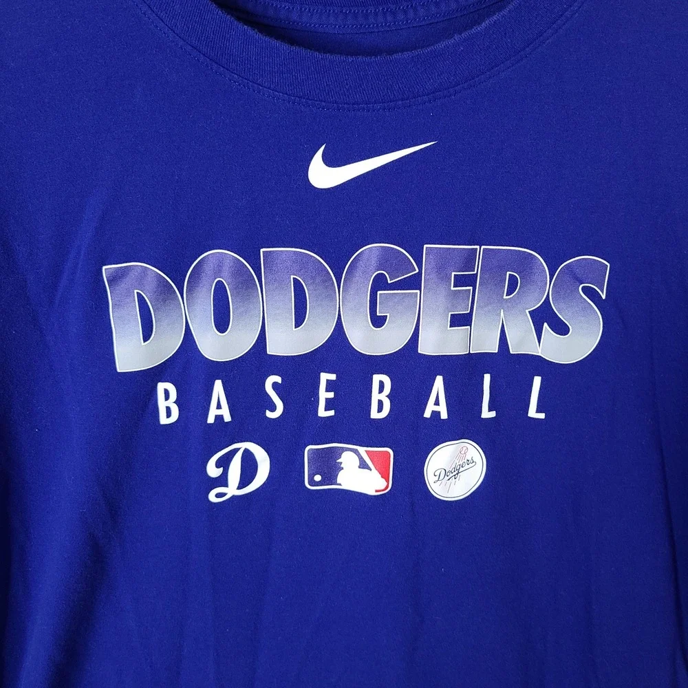 Nike Los Angeles Dodgers Shirt Mens XXL Blue Dri-Fit Baseball Tee‎ MLB Authentic
